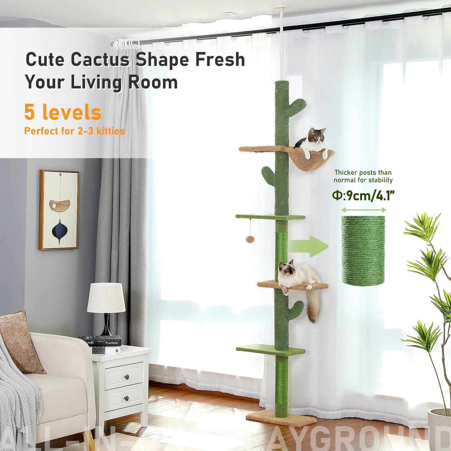 Arbre à Chat Design Cactus Ajustable Ma boutique