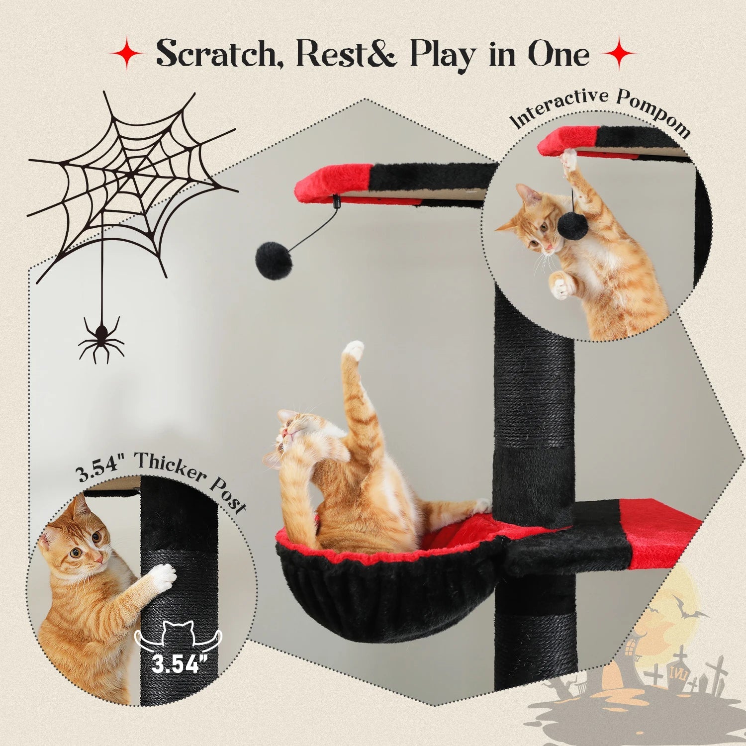 Arbre à Chat Plafond Gothique Ajustable Ma boutique