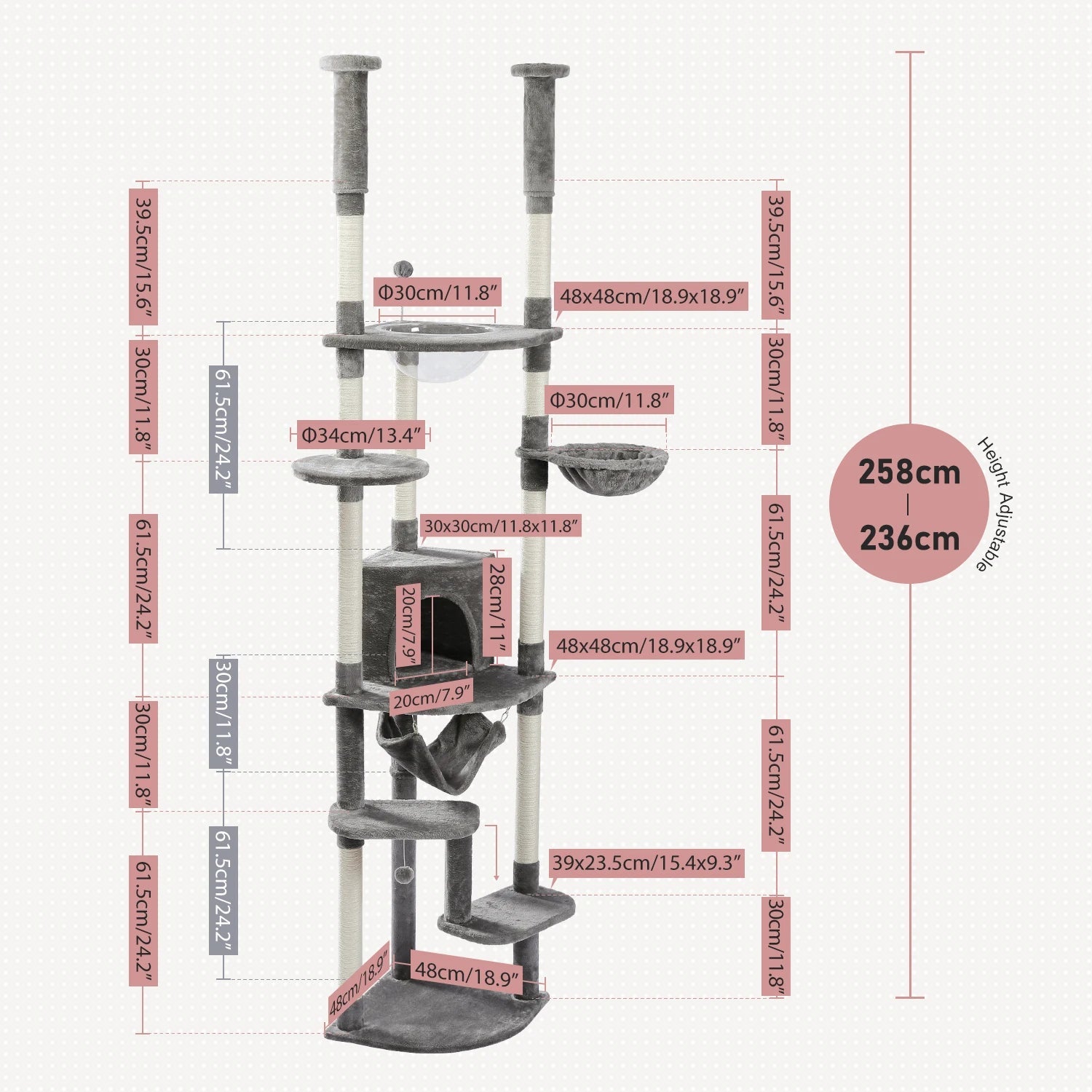 Arbre à Chat XXL Ajustable Plafond Ma boutique