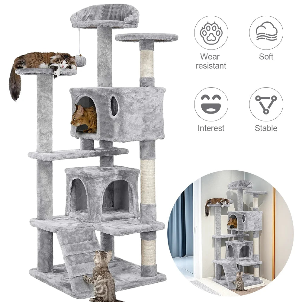 Arbre à Chat 5 Étages Doux Gris Ma boutique