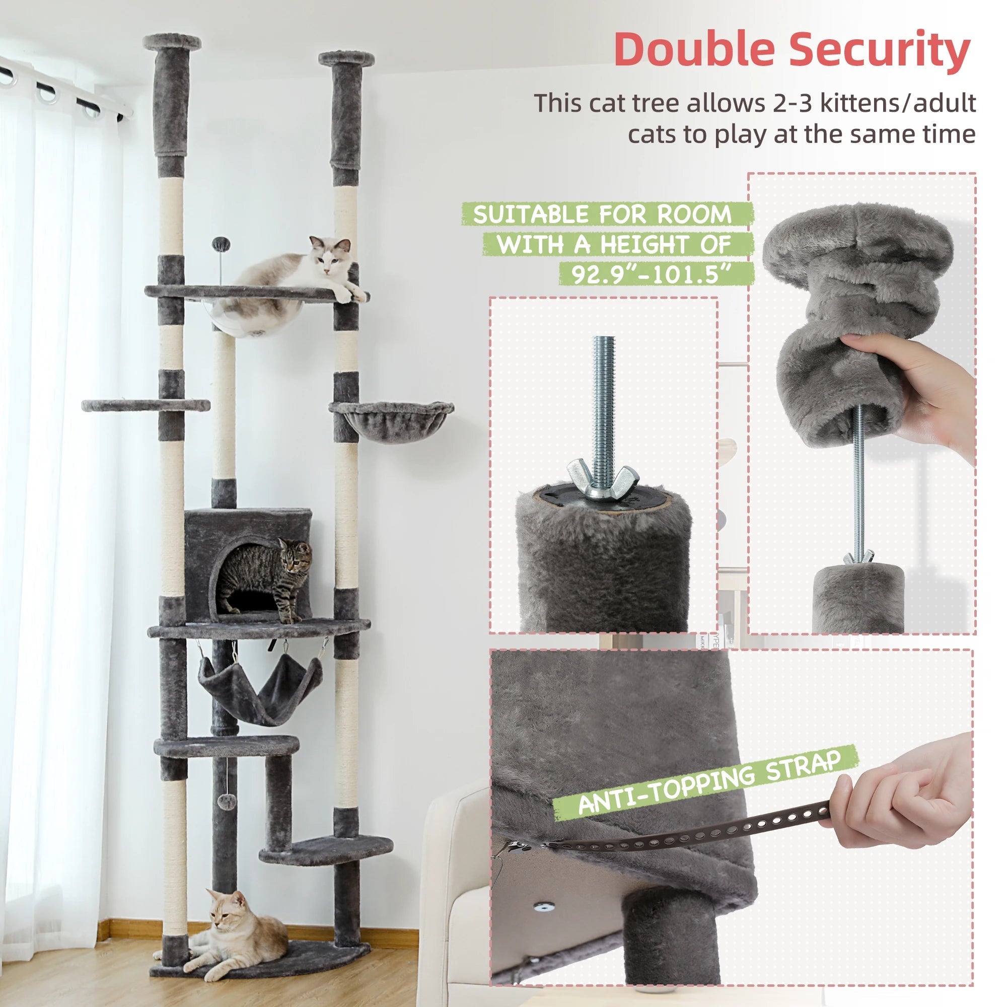 Arbre à Chat XXL Ajustable Plafond Ma boutique