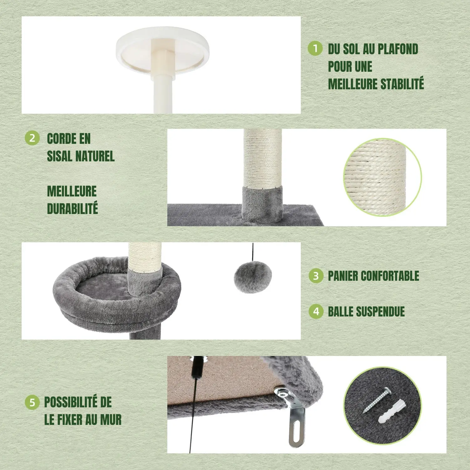 Arbre a chat gris multi plateforme